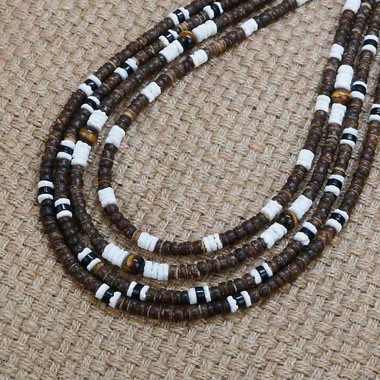Men Tribe Ethnic Coconut Shell Necklace Men - Mubimart