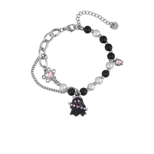 Black And White Small Ghost Beaded Bracelet For Women - Mubimart