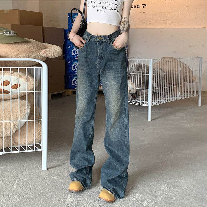 Women's Summer Loose Straight Flared Jeans - Mubimart