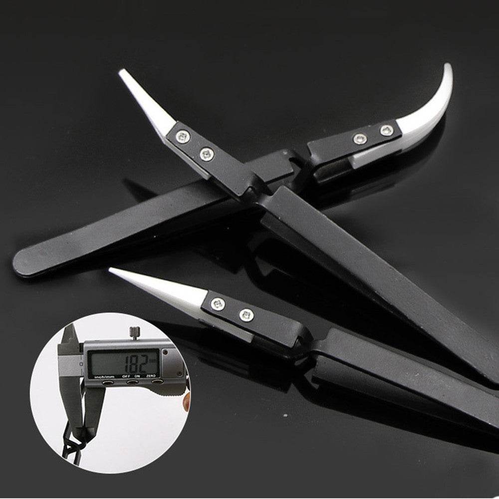 Anti-Static Ceramic Tweezers Black Handle Clamping Tweezers - Mubimart