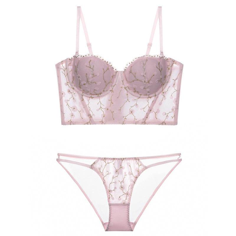 Vintage Embroidered Lingerie Thin Push Up Bra - Mubimart