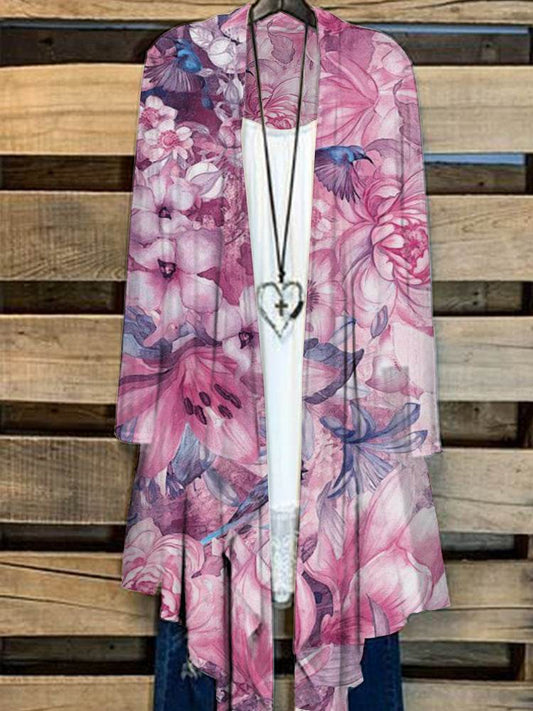 Simple Cardigan Plus Size Women's Printed Coat Top - Mubimart