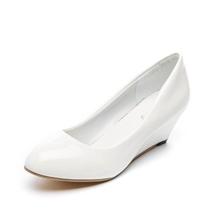 Patent Leather Pointed Toe Work Shoes Women Black Leather Shoes Work Shoes - Mubimart