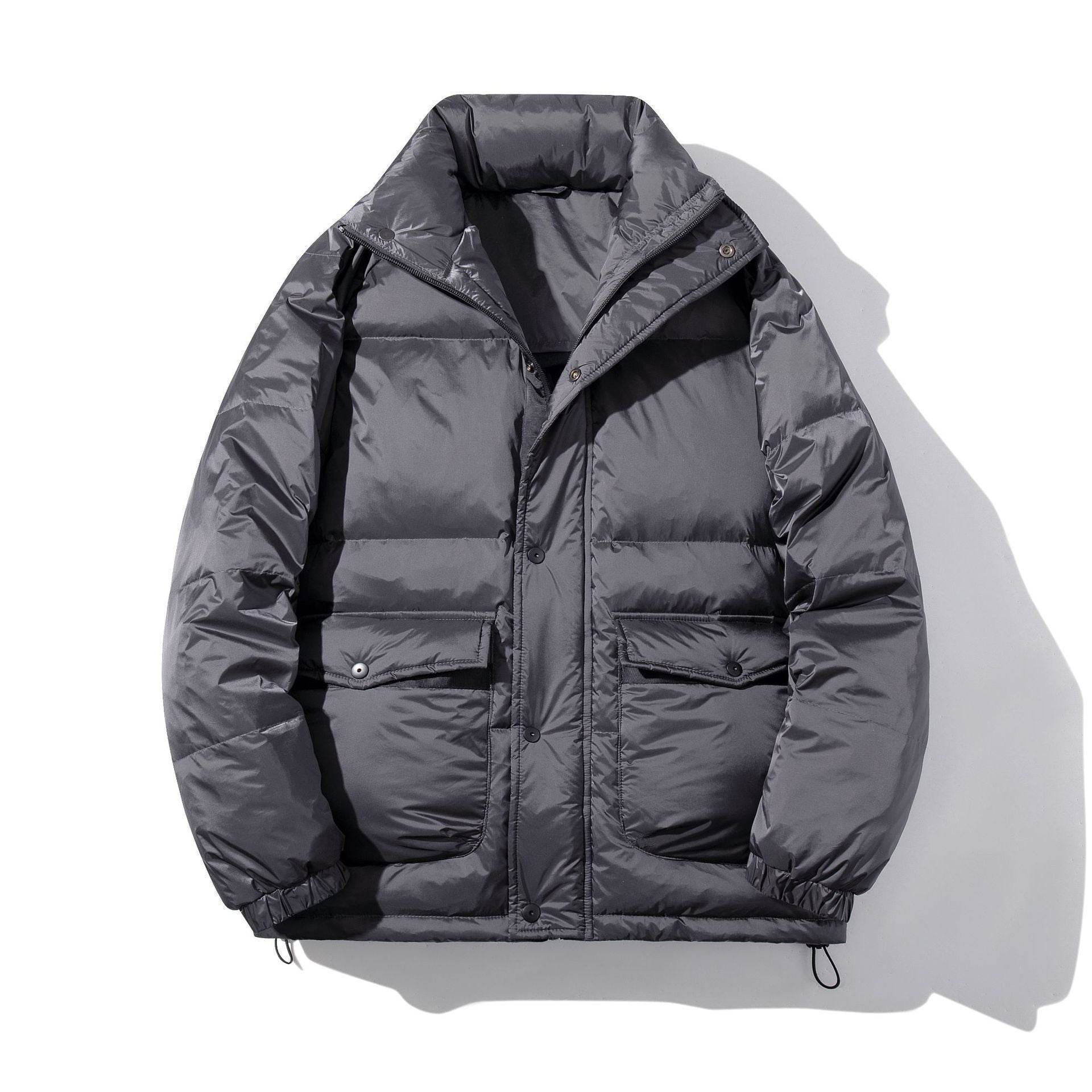 Large Size Winter White Duck Down Casual Padded Jacket - Mubimart