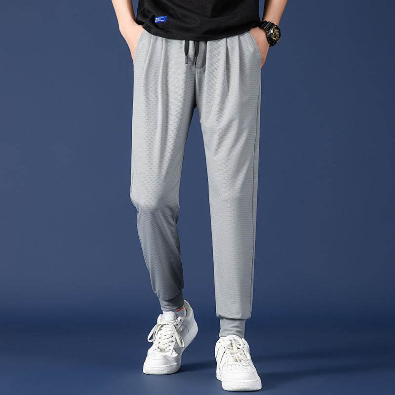 Nine Point Drawstring Wide Leg Sweatpants - Mubimart