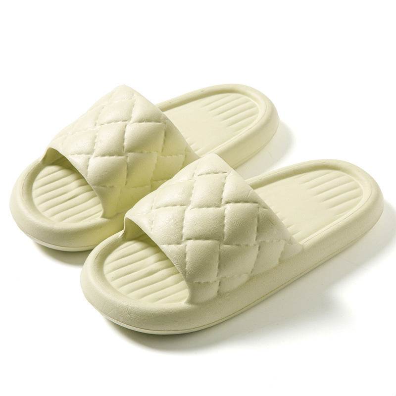 New Rhombus Home Slippers Summer Non-slip Floor Bathroom Slipper Lightweight Simple House Shoes For Women Men - Mubimart