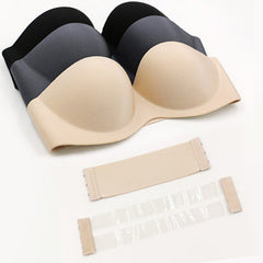 Strapless Half Cup Glossy Invisible Bra - Mubimart - Strapless bra 