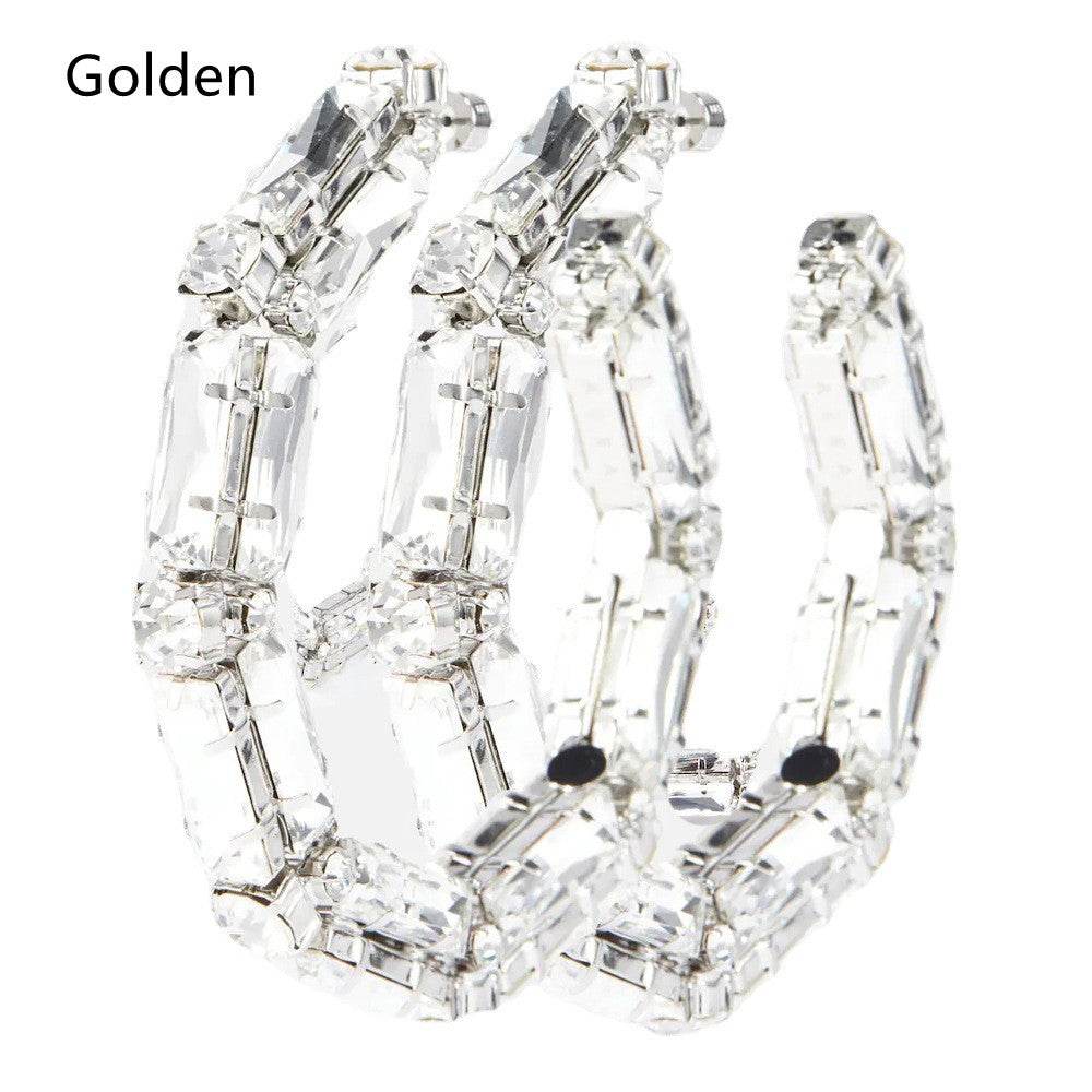 Rhinestone Earrings Personalized Fashion Hoop Exaggerated Earrings Versatile Accessories For Women - Mubimart