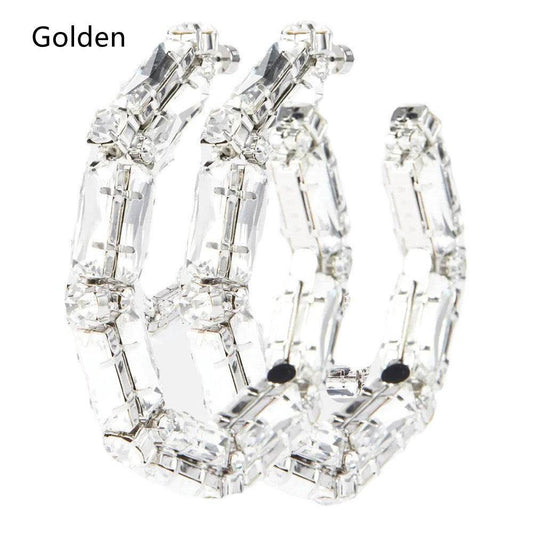 Rhinestone Earrings Personalized Fashion Hoop Exaggerated Earrings Versatile Accessories For Women - Mubimart