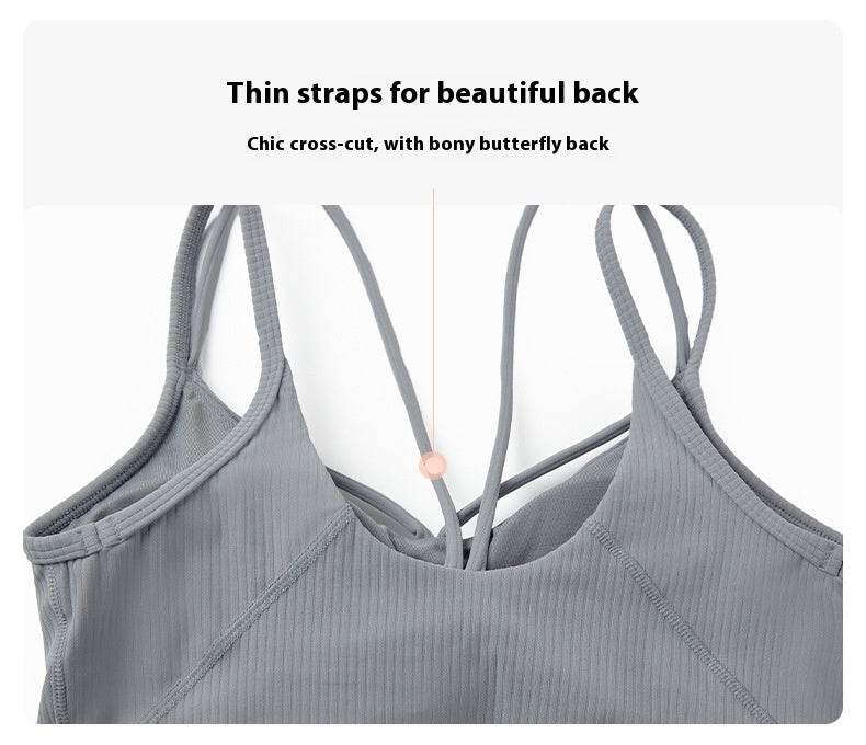 Sexy V-neck Sports Vest Women's Workout Yoga Vest Top - Mubimart