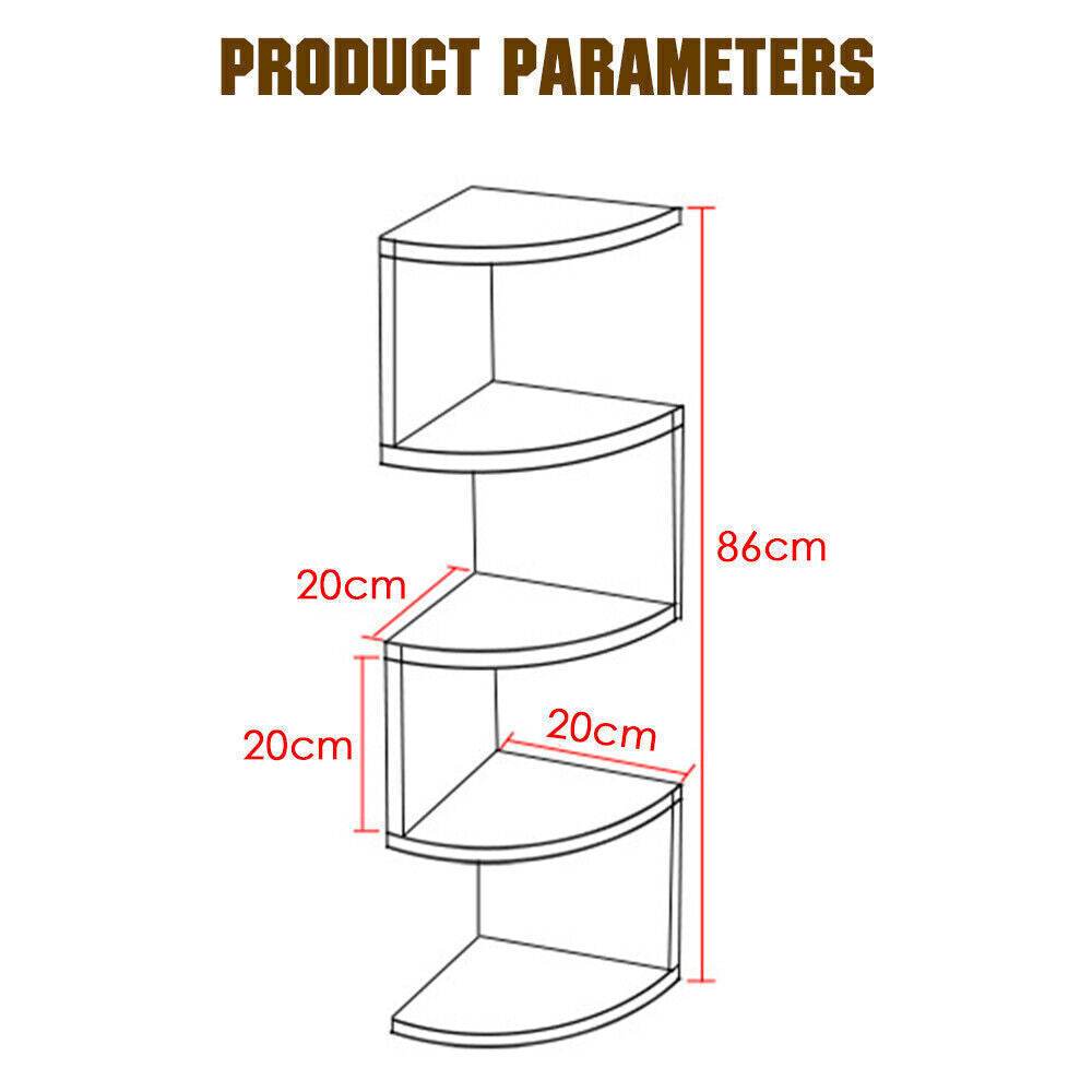 New 5 Tier Floating Wall Shelves Corner Shelf Storage Display Bookcase Unit - Mubimart