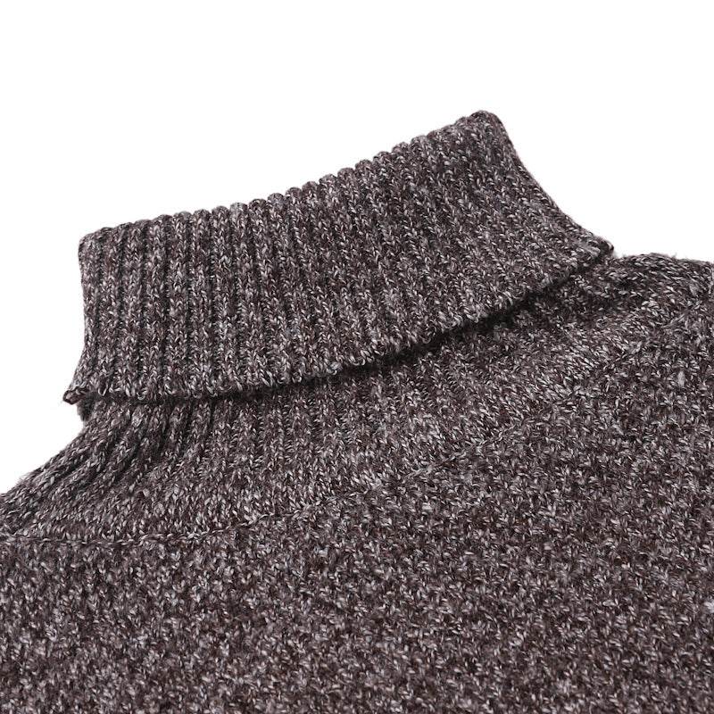 Turtleneck pullover sweater knitted sweater - Mubimart