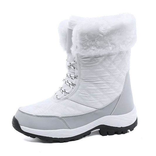 Waterproof Snow Boots Women's Mid-calf Front Zipper - Mubimart
