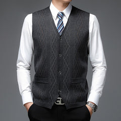 Men's Casual Buckle Knitted Sweater Vest