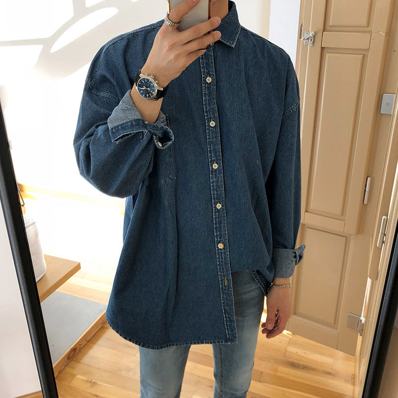 Mens Fashion Loose Denim Shirt Jacket