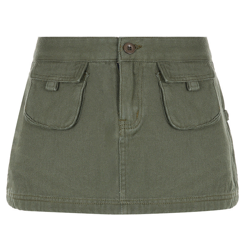 New Pocket Work Clothes Denim Skirt - Mubimart -  