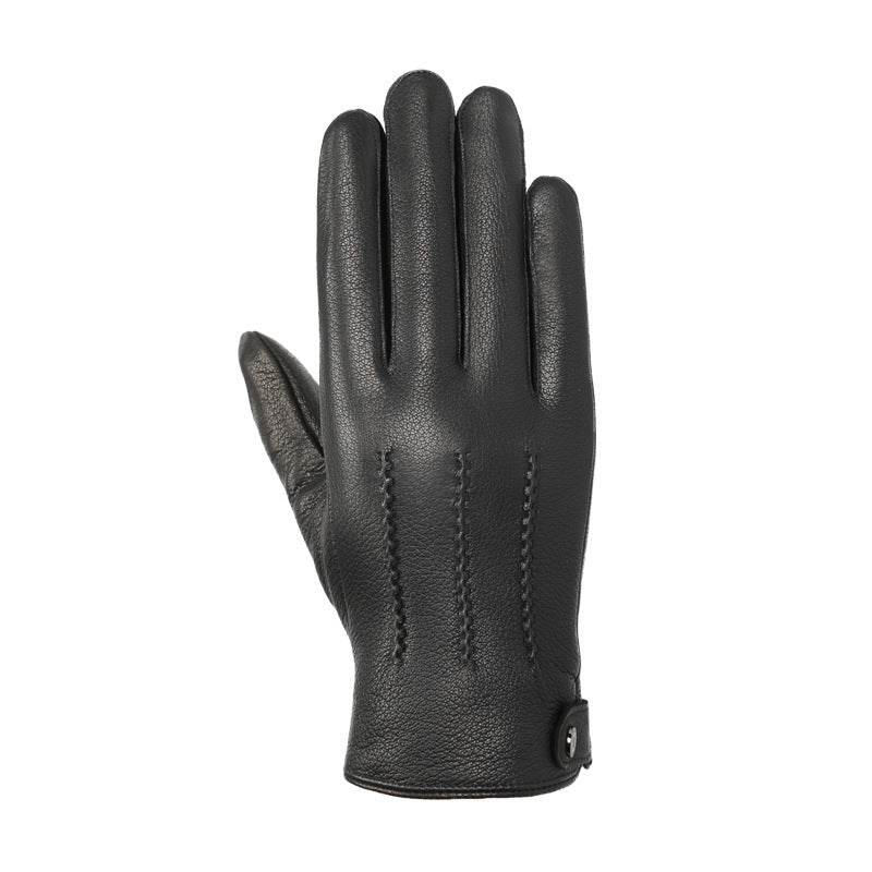 Fleece-lined Thickened Real Leather Gloves - Mubimart