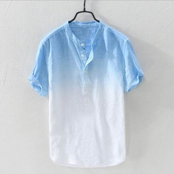 Gradient Cotton Linen Shirt - Mubimart