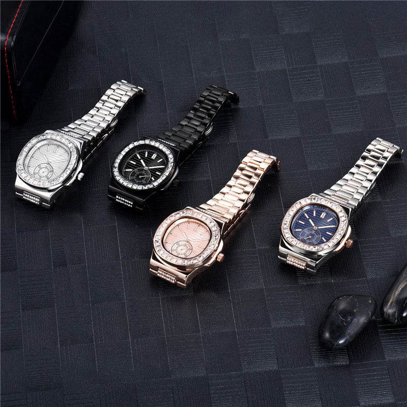 Mens Fashion Alloy Band Diamond Gifts Watches - Mubimart