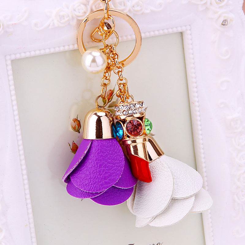 Rhinestone Satchel Car Key Ring Female - Mubimart