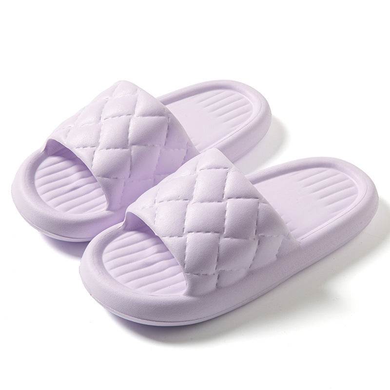 New Rhombus Home Slippers Summer Non-slip Floor Bathroom Slipper Lightweight Simple House Shoes For Women Men - Mubimart