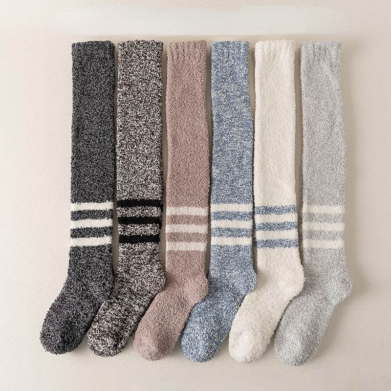 Coral Fleece Socks Men's Knee High Socks Plush Thick Socks - Mubimart