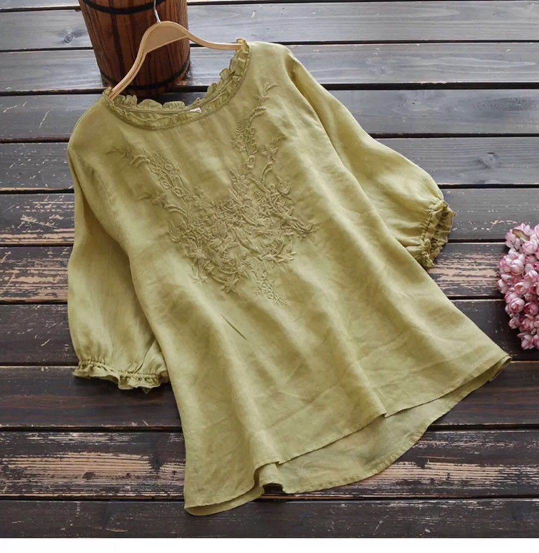 Fashion Cotton Plus Size Loose Embroidered T-shirt - Mubimart