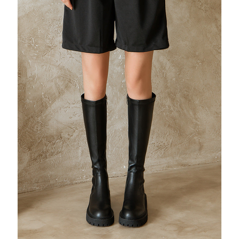 Boots Small Thick  High Heels But Knee-length All-match Thin And Tall