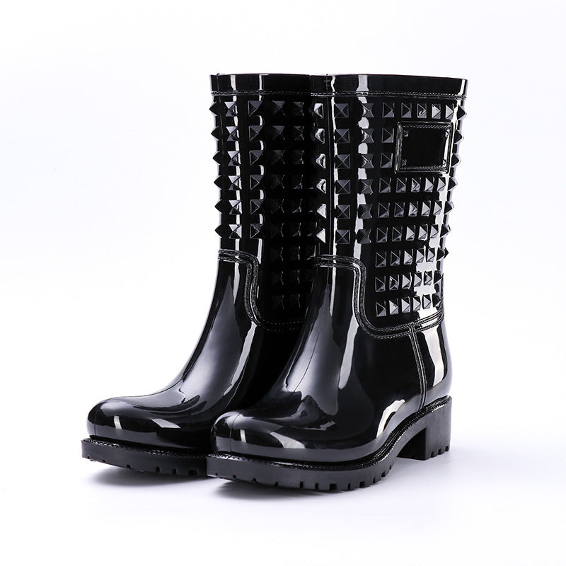 High Tube Rivet Rain Boots Adult Non-slip