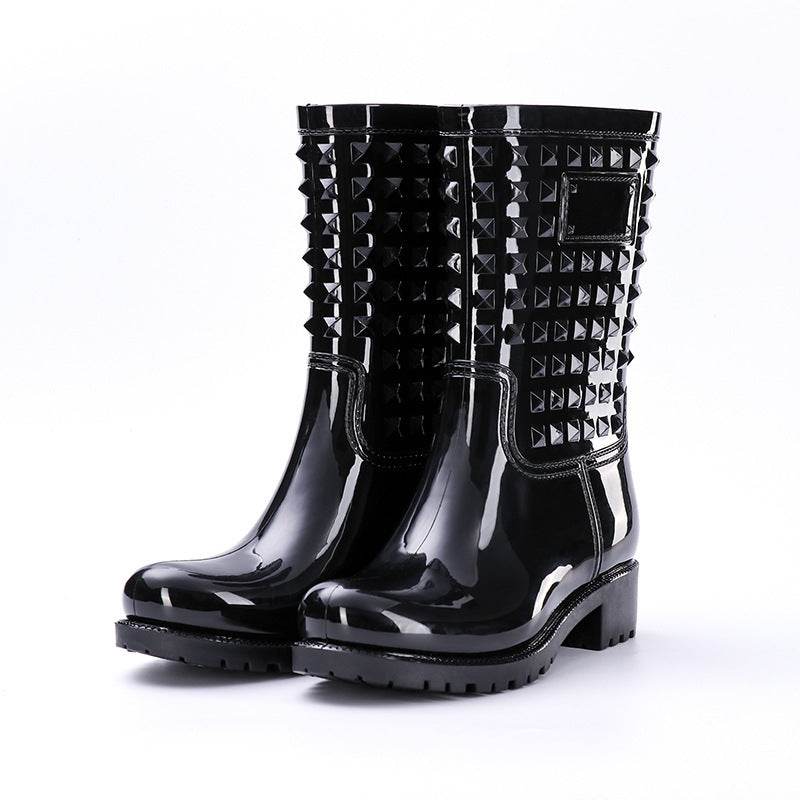 High Tube Rivet Rain Boots Adult Non-slip - Mubimart