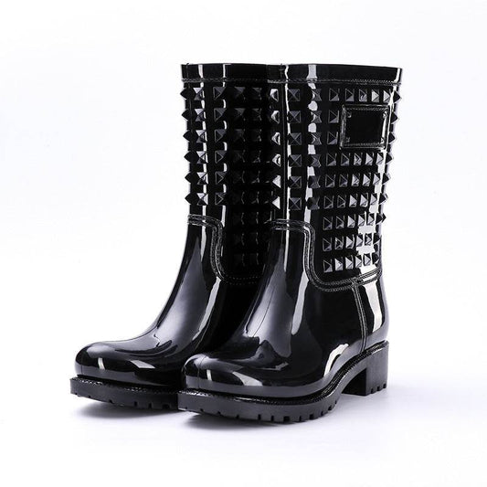High Tube Rivet Rain Boots Adult Non-slip - Mubimart