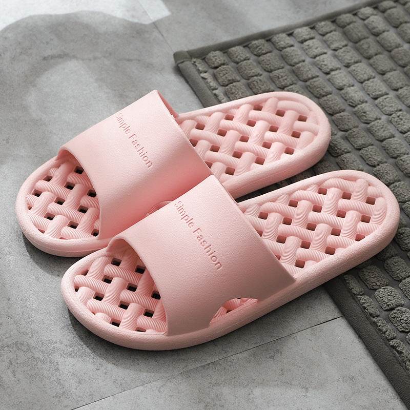 Solid Color Letter Bath Indoor Non-slip Plastic Slipper - Mubimart