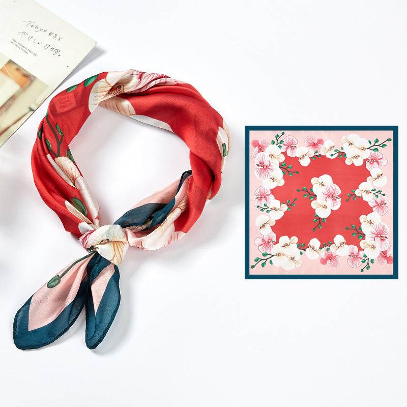 New Simulated Silk Satin Printed Scarves - Mubimart
