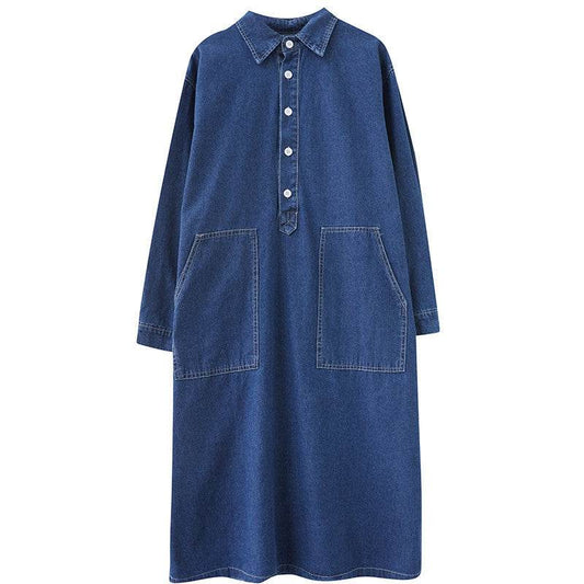 Large Size Denim Long Sleeve Pullover Dress Girl - Mubimart