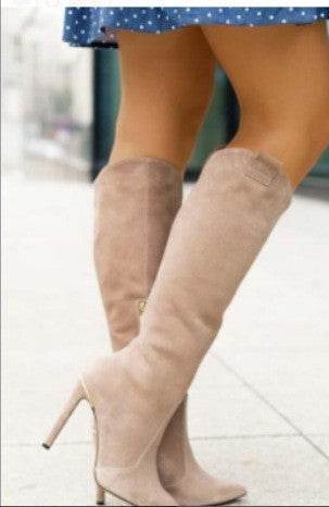 Suede Side Zipper Mid-calf Fashion Women's Boots - Mubimart