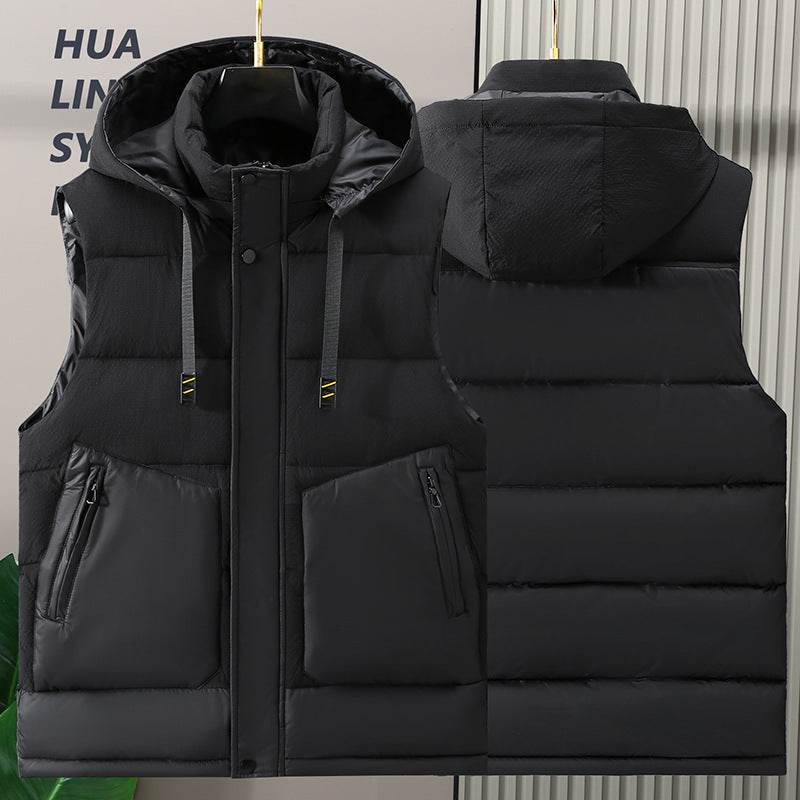 Fashion Trendy Men Cotton Vest Wholesale Winter Menswear New Disassembly Cap Men Cotton Waistcoat Outer Wear Vest Men - Mubimart