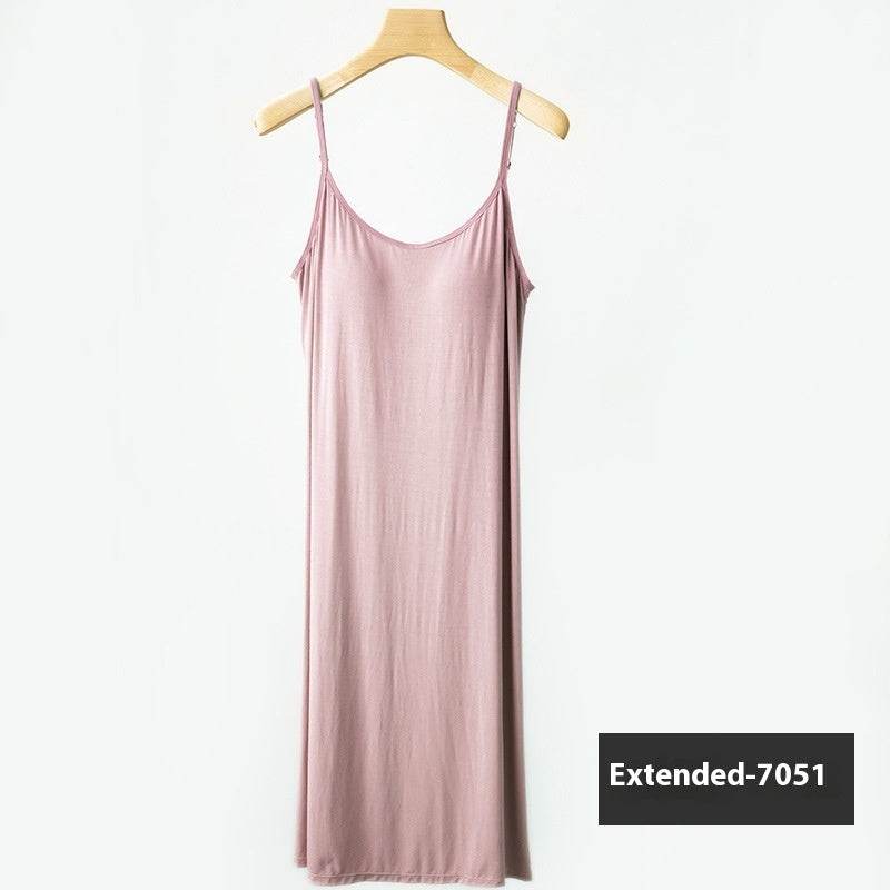 Plus Size Loose Lengthened Plus-sized Maternity Dress Sling Bottoming Shirt With Chest Pad - Mubimart