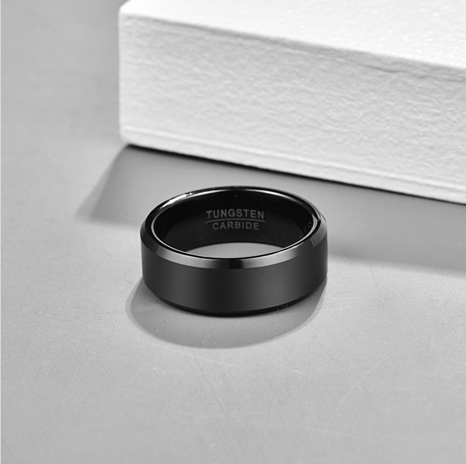 Vnox Black Tungsten Carbide Men's Ring Wedding Engagement