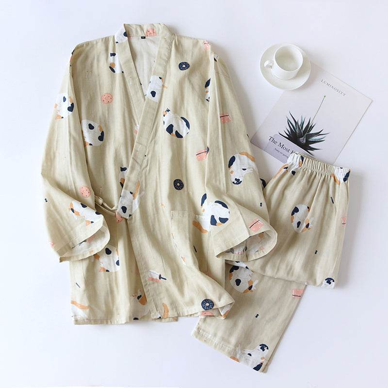 Cardigan Cotton Loungewear Comfortable Suit Pajamas - Mubimart
