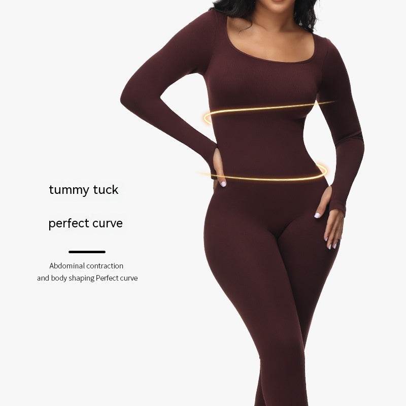 Plus Size High Waist Belly Shaping Jumpsuit - Mubimart