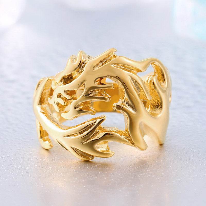 Trendy Fashion Stainless Steel Dragon-shaped Open Ring Personality Men Titanium Steel Ring Ornament - Mubimart