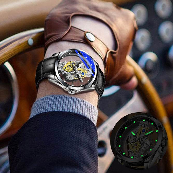 Men Watch Skeleton Automatic Quartz Watch Gold Skeleton Vintage Man Watch Mens Watches Top Brand Luxury - Mubimart