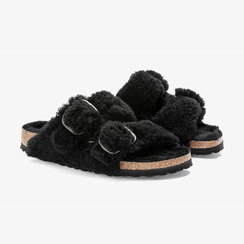 Lazybones' Outdoor Fur Slipper Cotton Cork - Mubimart -  