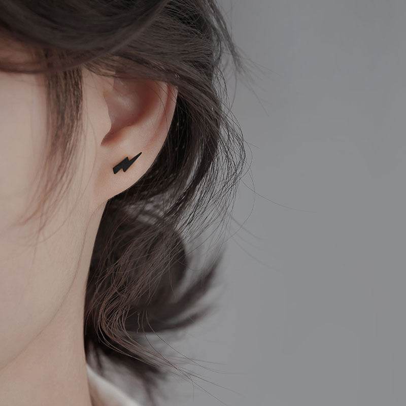 Silver Lightning Stud Earrings For Women - Mubimart