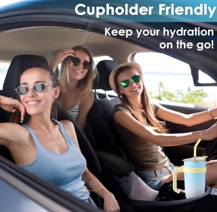 Ochapa 40 Oz Tumbler With Handle Straw Lid Insulated Vacuum Stainless Steel Travel Tapered Mug Gift Coffee Cup Holder Friendly Keep Cold Or Hot Sweat Proof Resuable - Mubimart