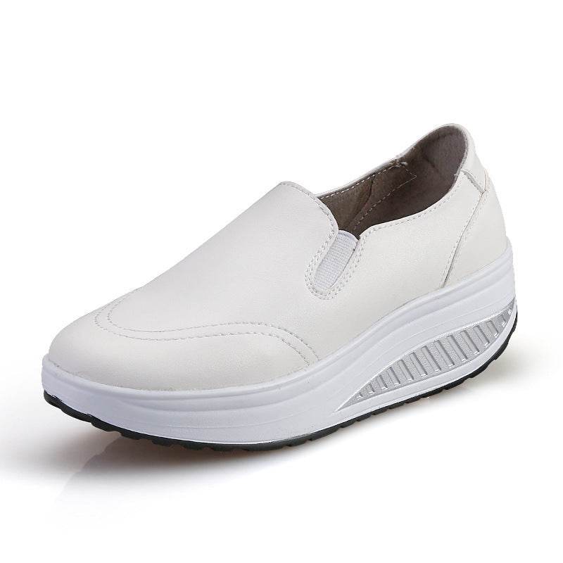 Spring And Autumn Loafers Women's Leather White Shoes Women - Mubimart