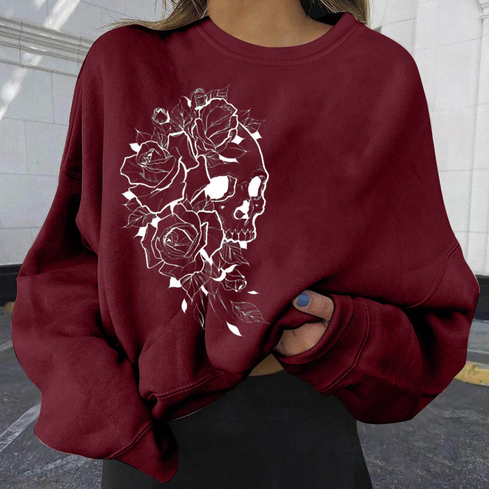 Women's Personality Print Fashion Sweatshirt Loose Plus Size - Mubimart