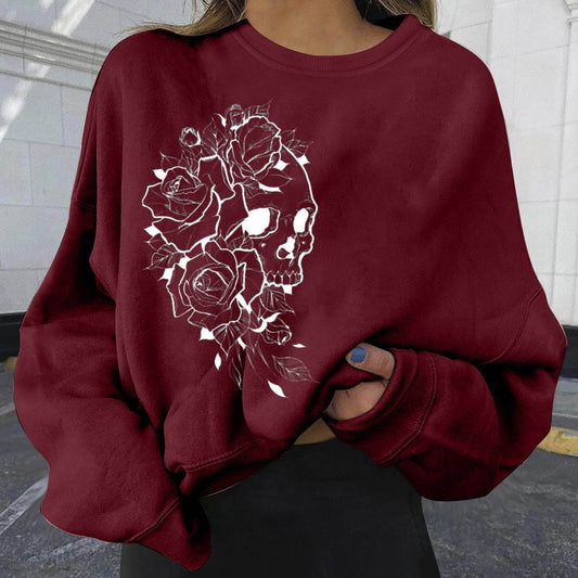 Women's Personality Print Fashion Sweatshirt Loose Plus Size - Mubimart
