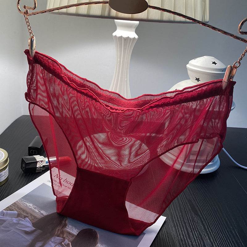 Popular Mesh Transparent Women's Underwear Lightweight Breathable Lace Briefs Women's Pants Pure Cotton Crotch Underwear For Women - Mubimart