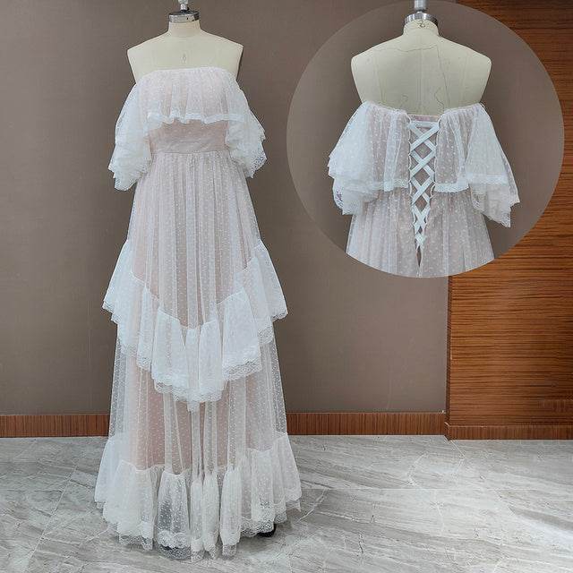 Women's Fashion Polka Dot Wedding Dresses - Mubimart